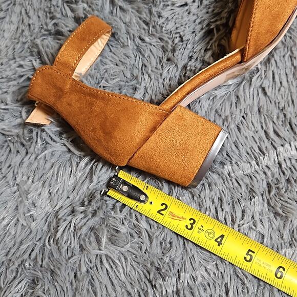 New Chase + Chloe Block Heel Pointed Toe Shoes Sz 7 Faux Brushed Suede - Picture 12 of 12